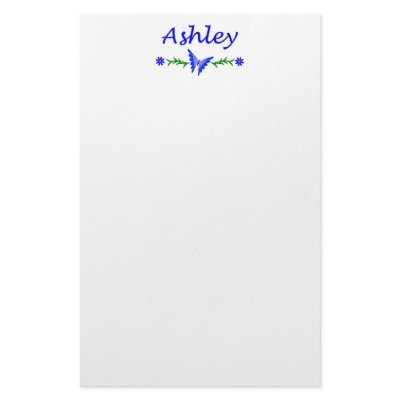 Ashley (Blue Butterfly) Personalized Stationery by nothingbutnames