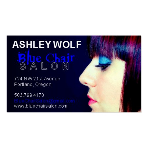 Ashley for Blue Chair Salon Business Cards (front side)