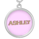 Ashley in 3D gold over pink pendant necklaces