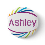 Ashley in  rainbow happy frame pinback buttons