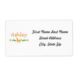 Ashley (Orange Butterfly) Personalized Shipping Labels