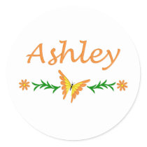 Ashley (Orange Butterfly) Round Stickers