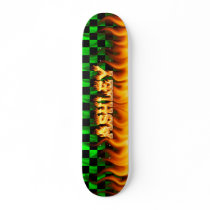 Ashley skateboard fire and flames design.