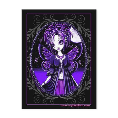 "Ashly" Purple Butterfly Moon Fairy Postcard by mykajelina