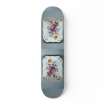 Ashtray with colorful flower designs skate decks