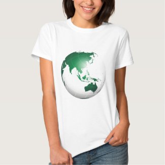 Asia Australia Oceania Green Globe Tshirt