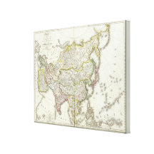 Asia Engraved Map Stretched Canvas Prints