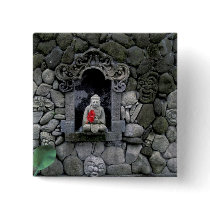 Asia, Indonesia, Bali. A shrine of Buddha Pinback Buttons
