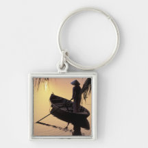 Asia, Vietnam, Mekong Delta, Can Tho. Evening Key Chains