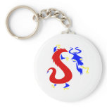 Asian Angry Primary Color Dragon Key Chain