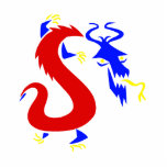 Asian Angry Primary Color Dragon Acrylic Cut Outs