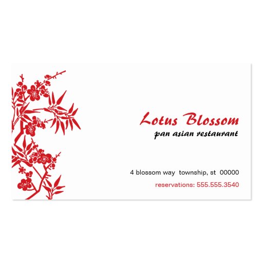 Asian Blossom Business Card (front side)