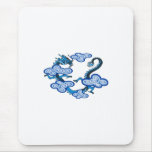 Asian Blue Dragon Clouds Mouse Pads