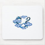 Asian Blue Dragon Clouds Mouse Pads