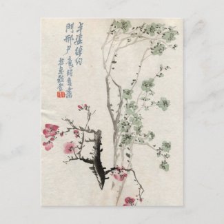 Asian Cherry Blossoms Vintage Postcard postcard