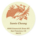 Asian Chinese peacock custom circle address label sticker