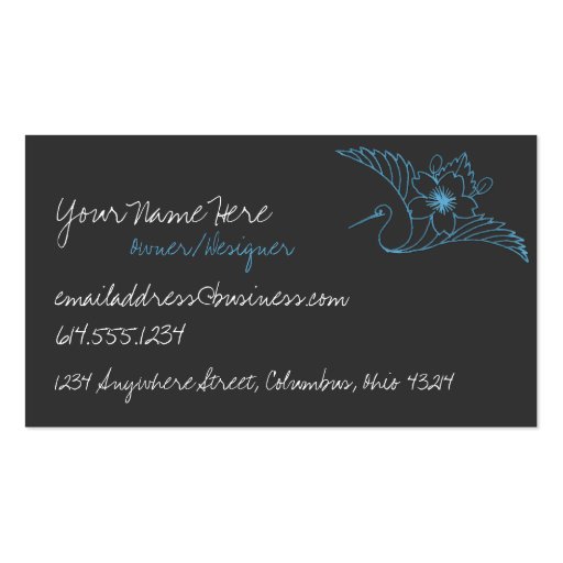 Asian Crane Flower Line Design Business Cards (back side)