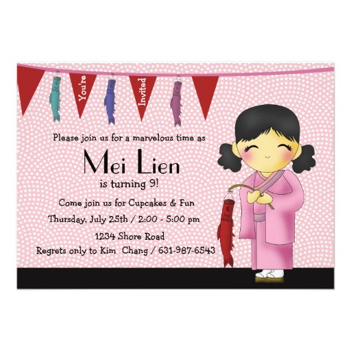 Asian Cutie - Birthday Party Invitation