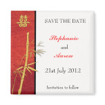 Asian Double Happiness Bamboo Red Save The Date Magnets