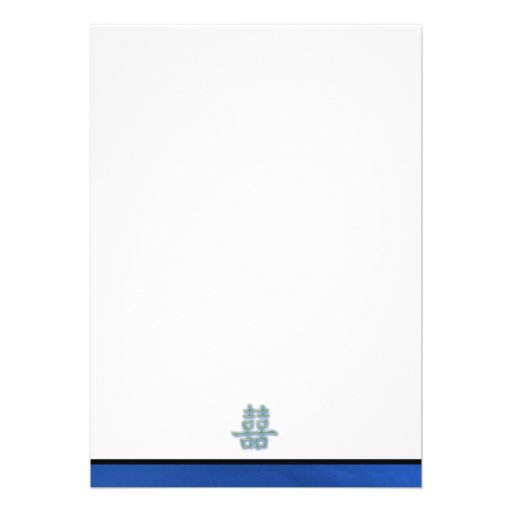 Asian Double Happiness Blue Wedding Invitation