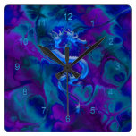 Asian Dragon Fantasy Blues Art Clock