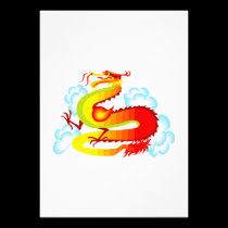 Asian Dragon in Clouds invitations