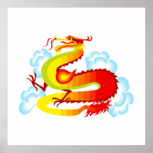 Asian Dragon in Clouds Posters