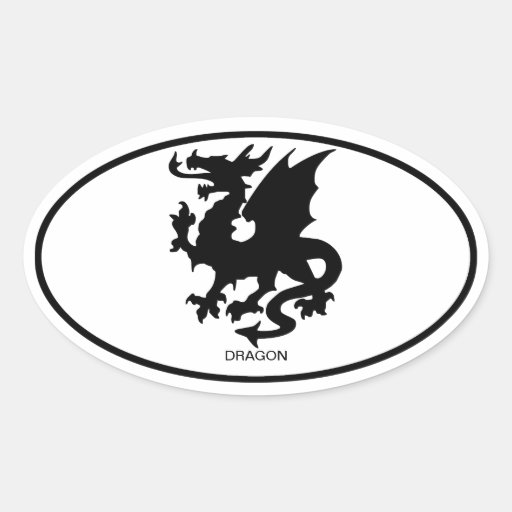 Asian Dragon Oval Stickers
