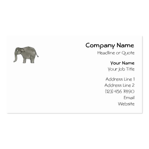 Asian Elephant. Business Card Templates (front side)