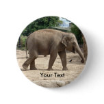 Asian Elephant Walking On Sand To Water Badge Button