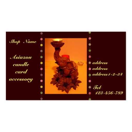 Asian elephants&flour&candle business card (front side)