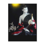 Asian Fashion Girl w/ Fan Postcard Porcelain Doll