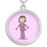 Asian Female Stick Figure Nurse Custom Necklace