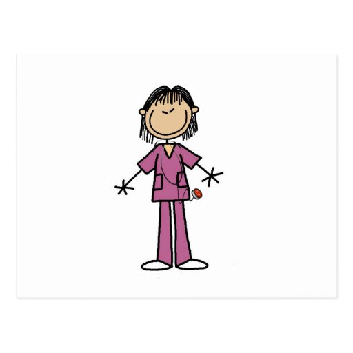 Asian Female Stick Figure Nurse Postcard | Zazzle