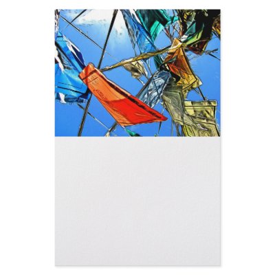 Asian Flags Against the Sky Painting Stationery Design by JayAtZazzle
