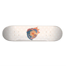 Asian Flower Collage art Skateboards