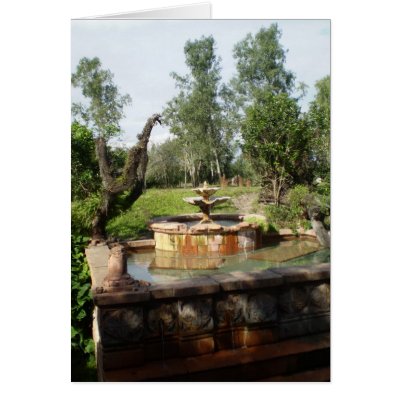 ASIAN FOUNTAIN IN THE JUNGLE CARD by bonnievoyage