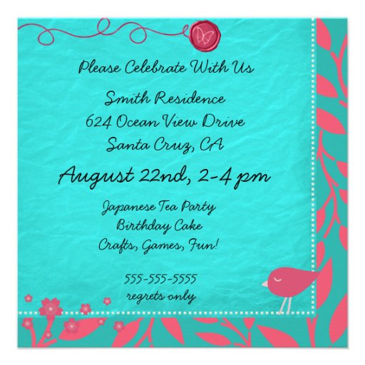 Asian Girls Birthday Invitation