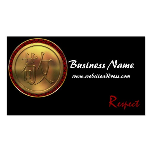 Asian Gold Coin "Respect" Business Cards (front side)