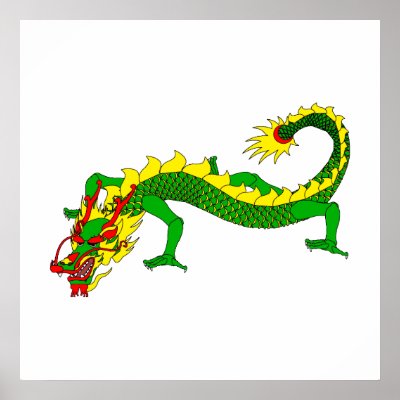 Asian Green Angry Dragon Poster by dragons_lair