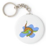Asian Green Orange Serpant Dragon Keychain