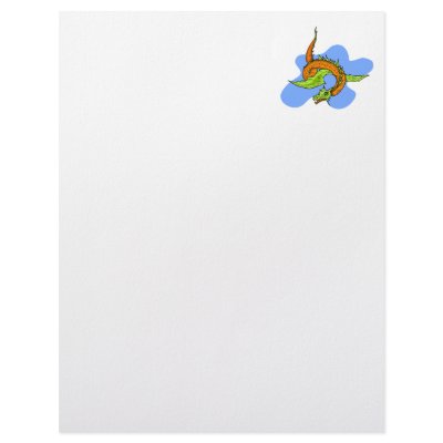 Asian Green Orange Serpant Dragon Letterhead Template by dragons_lair