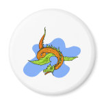 Asian Green Orange Serpant Dragon Magnets