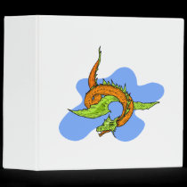 Asian Green Orange Serpant Dragon binders