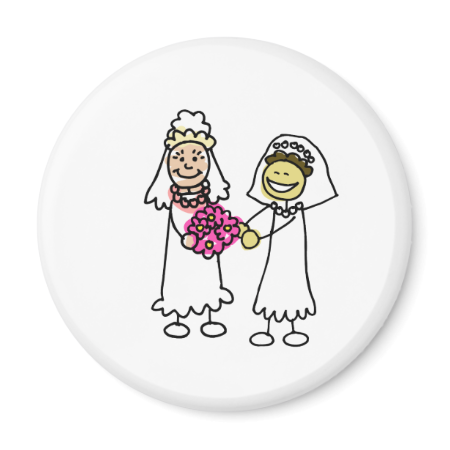 Asian interracial Lesbian Wedding Bride Refrigerator Magnet