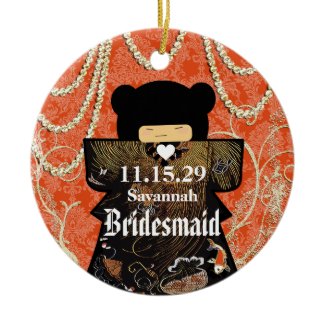 Asian Kimono Birdesmaid Gifts Coral Changes ornament