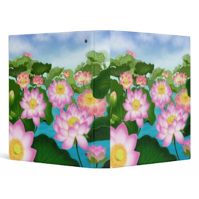 Asian Lotus Flower Garden Avery Binder by twopurringcats