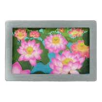 Asian Lotus Flowers Belt Buckle