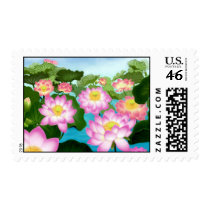 Asian Lotus Flowers postage