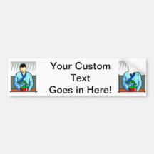 Asian Man With Bonsai head Bowed Bumper Sticker